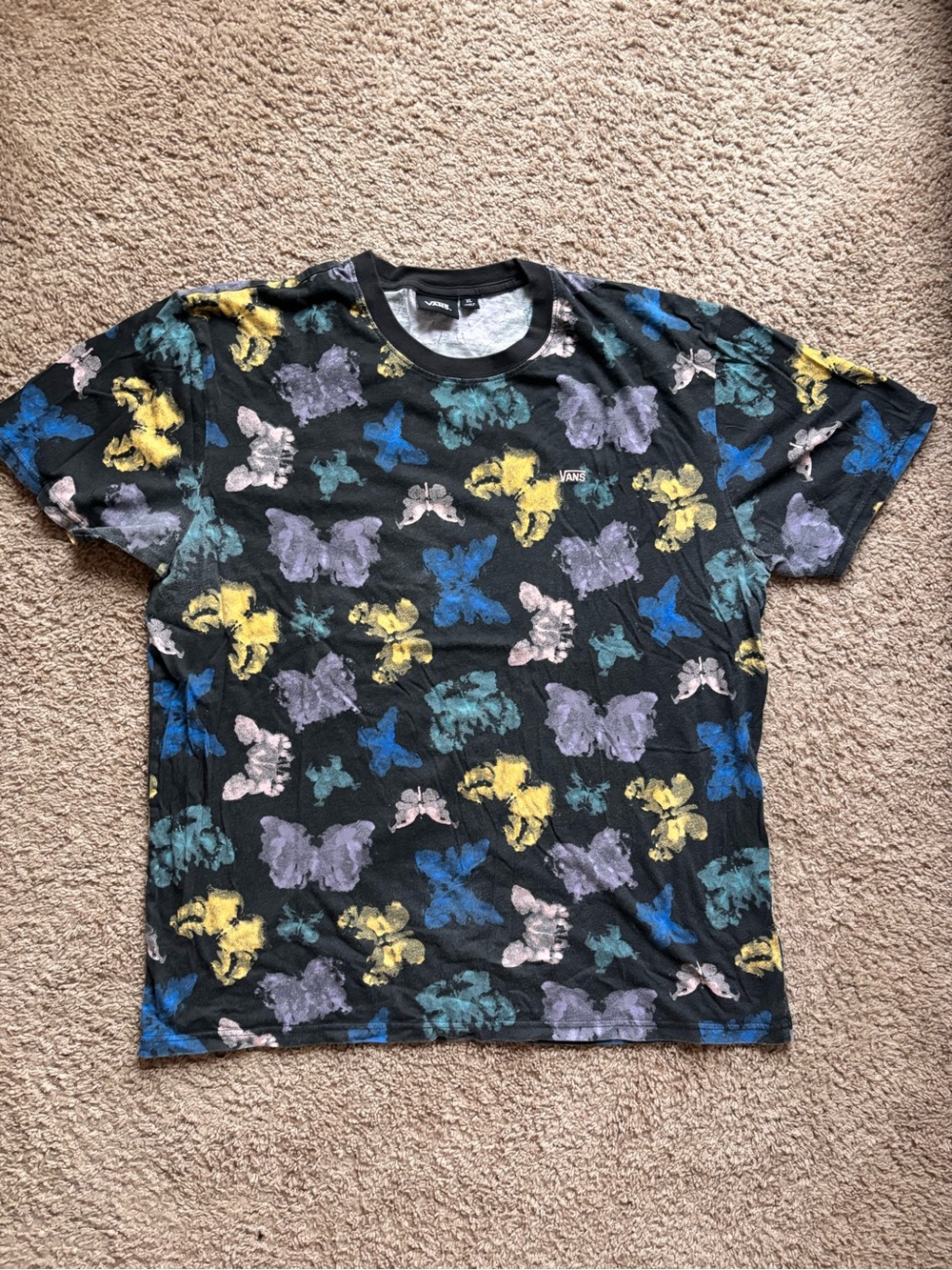 Vans Black Tee with Multicolor Butterfly Print